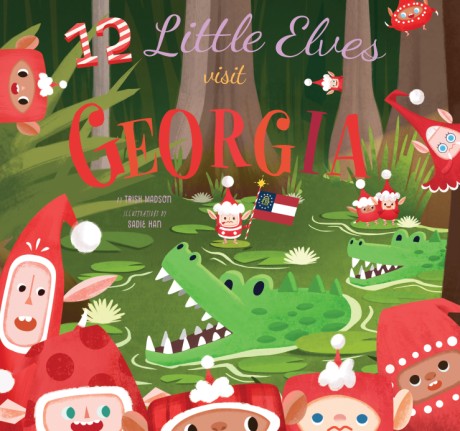 Cover image for 12 Little Elves Visit Georgia A Christmas Counting Picture Book