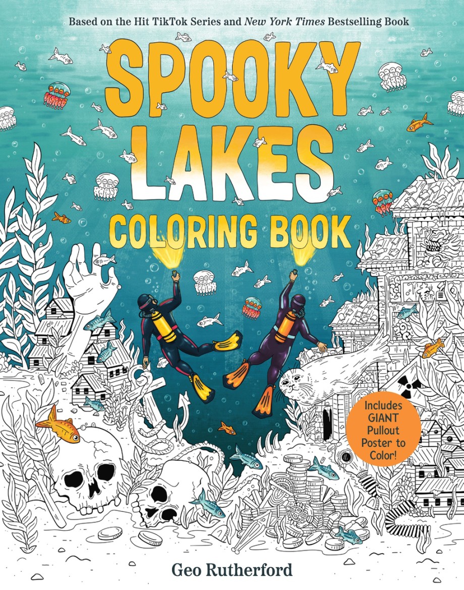 Cover for Spooky Lakes Coloring Book Includes Pull-Out, Oversized Poster to Color!