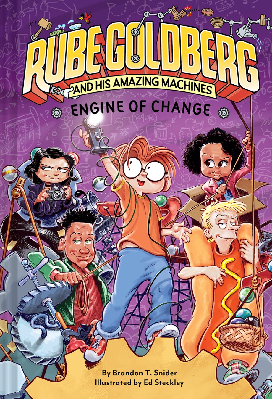 Cover for Engine of Change (Rube Goldberg and His Amazing Machines #3)