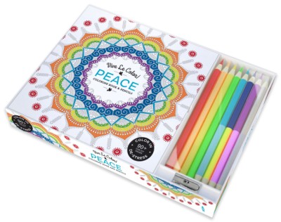 Vive Le Color! Peace (Adult Coloring Book and Pencils) Color Therapy Kit
