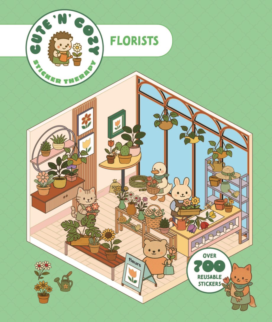Cute 'n' Cozy Sticker Therapy: Flower Shop Over 500 Reusable Stickers!