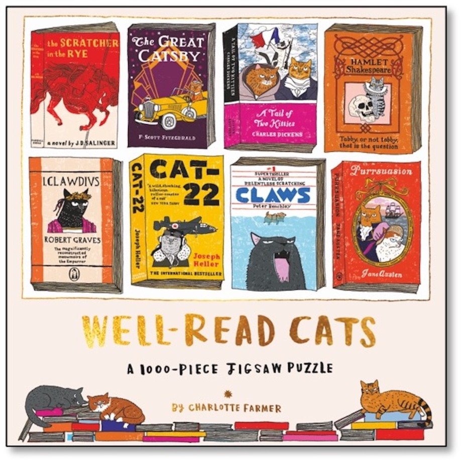 Cover for Well-Read Cats (square box format) A 1000-piece Jigsaw Puzzle by Charlotte Farmer