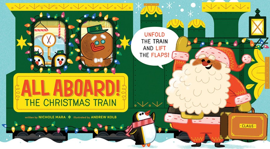 Cover for All Aboard! The Christmas Train (An Abrams Extend-a-Book) A Holiday Board Book