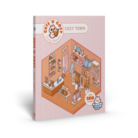 Cover image for Cute 'n' Cozy Sticker Therapy: Cute 'n' Cozy Town Over 500 Reusable Stickers!