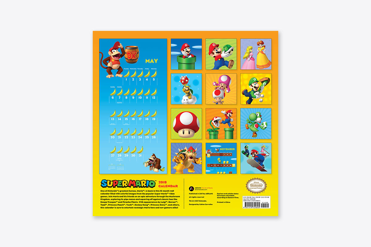 Super Mario 2018 Wall Calendar Wall Abrams 2021 super mario bros classic wall calendar