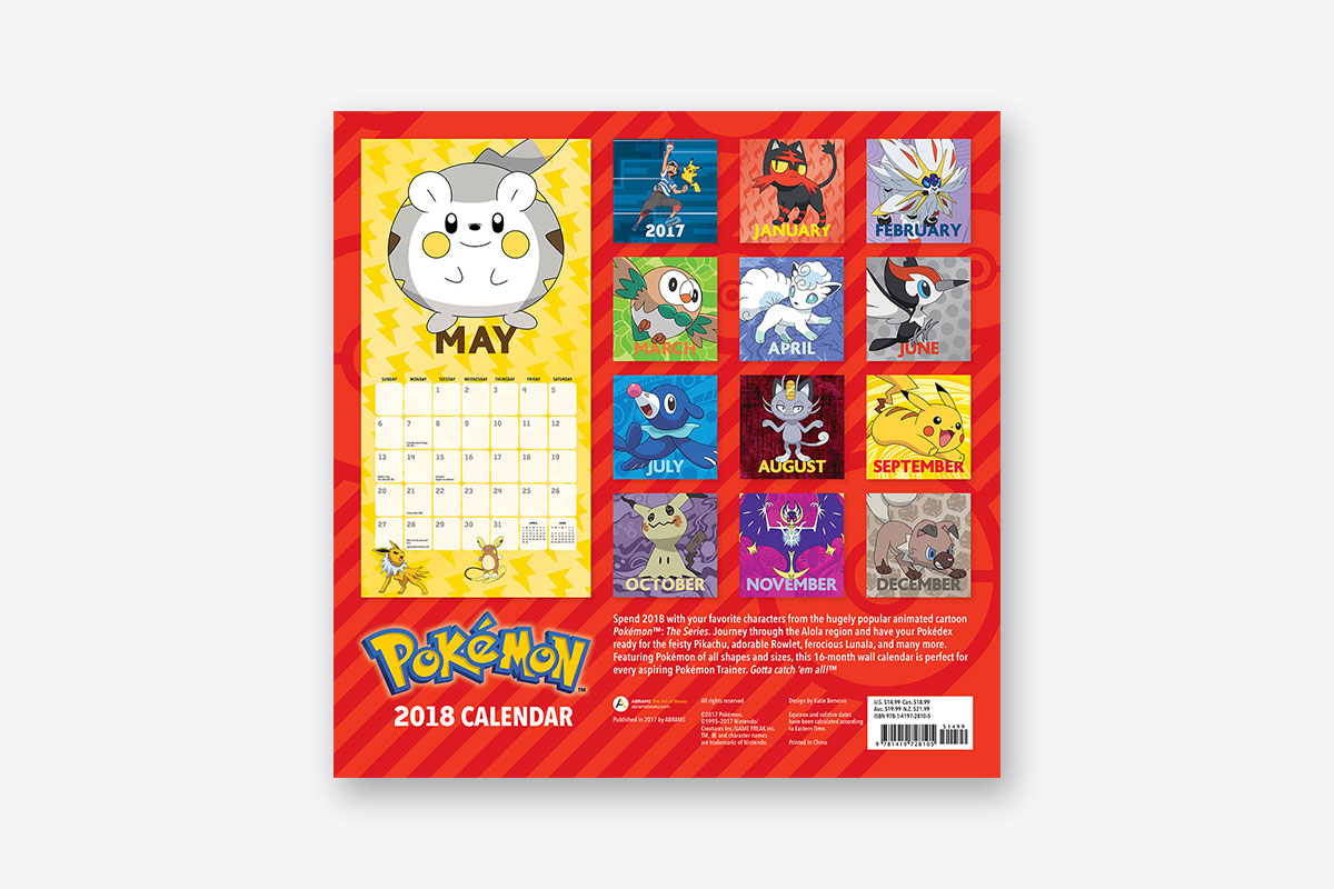 pokémon 2018 wall calendar wall abrams month of august calendar 2020